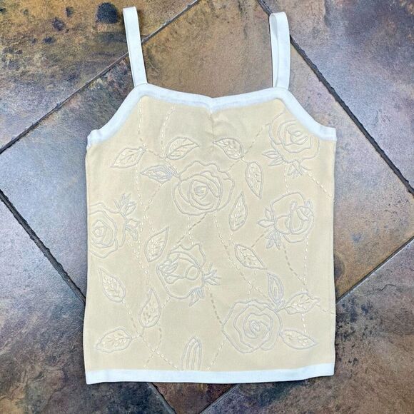 Insight Floral Cream Beaded Tank Top Medium - Picture 4 of 11